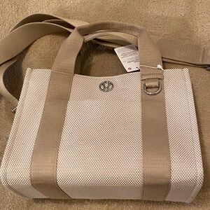 Lululemon Athletica Two-Tone Canvas Tote Mini in Beige and Cream